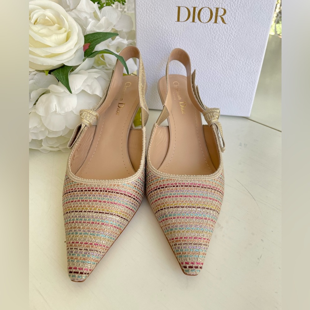 ❌SOLD OUT❌Christian Dior Striped Slingback Size 39.5 - Picture 2 of 7